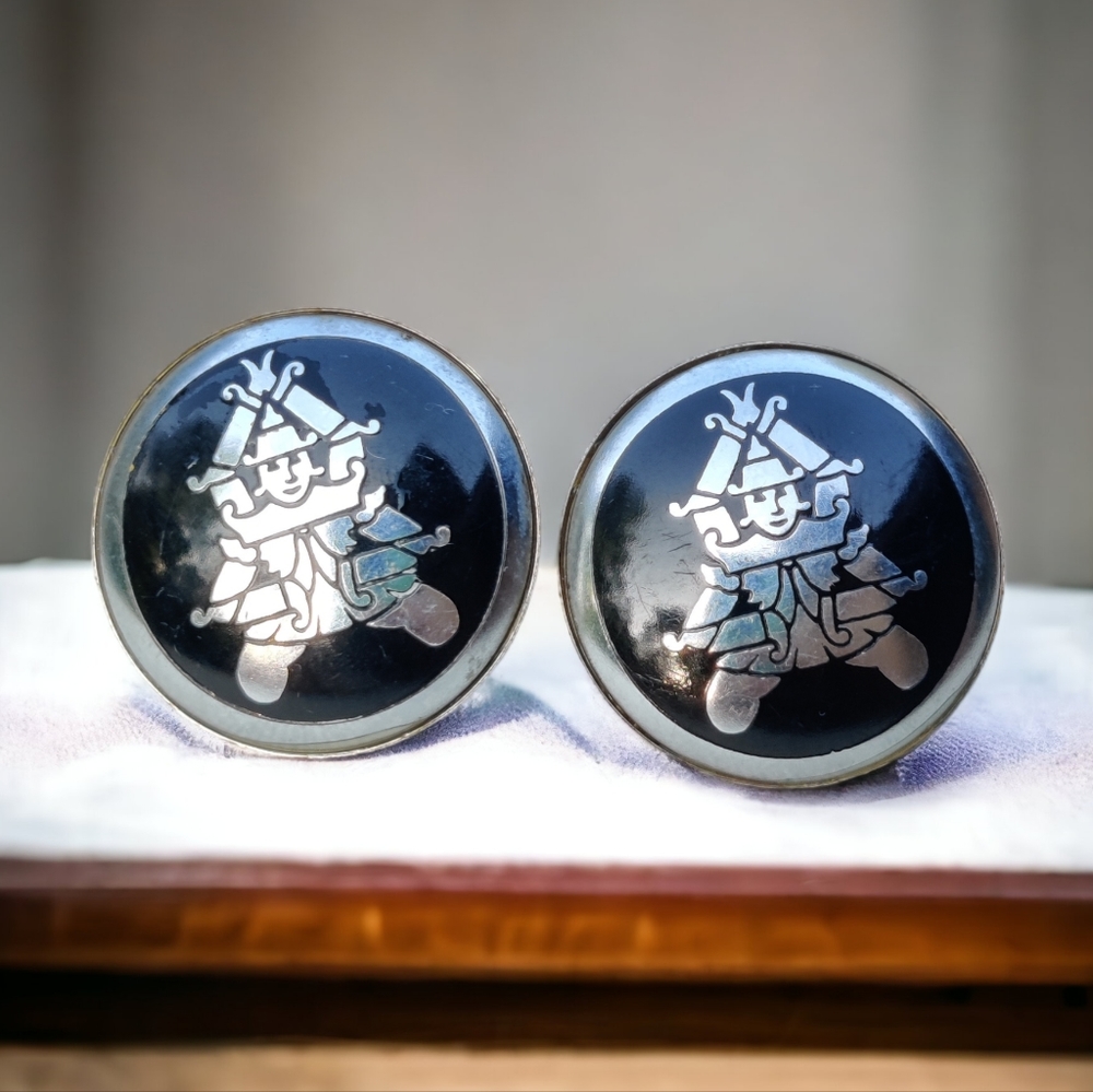 Antique sterling Mexican artisan made  samurai earrings